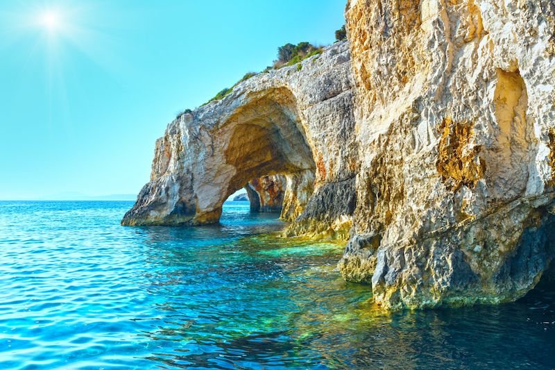 Sailing Holidays in Galazies Spilies (Blue Caves), Zakynthos, Ionian Islands, Greece with Sail la Vie!